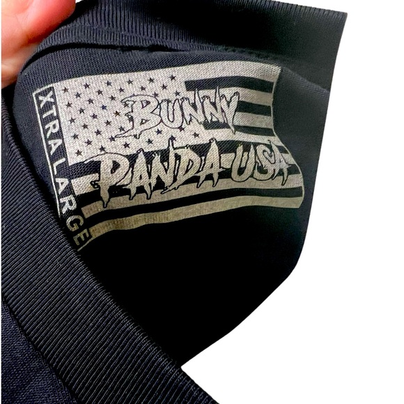 Bunny Panda USA graphic t shirt in extra large new condition heavy cotton black - Picture 4 of 4